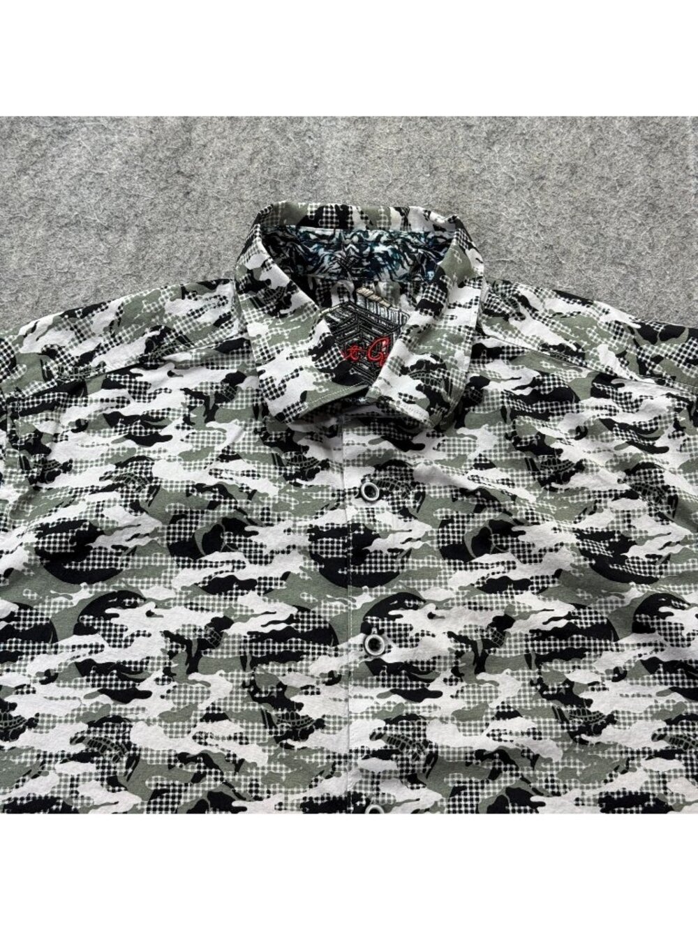 Robert Graham Shirt Men M Green White Black Camouflage Edmonds Classic Fit